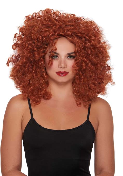 red curly wig|red shoulder length wig.